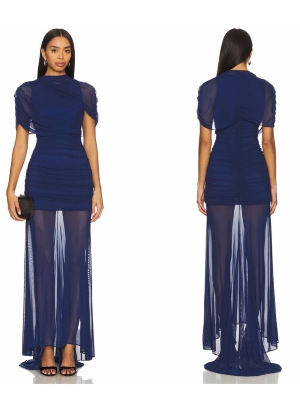 x REVOLVE Evianna Mesh Gown in Navy
